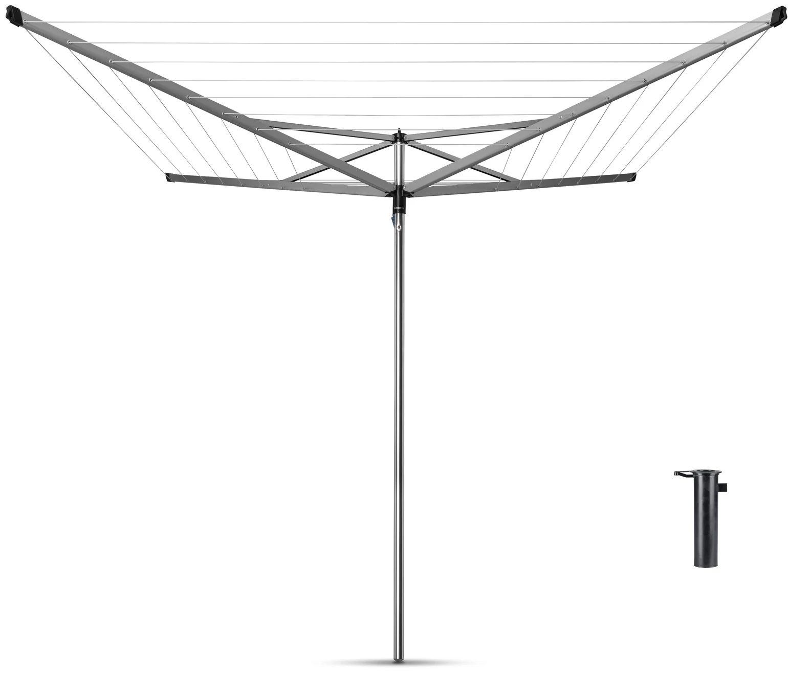 Brabantia Rotary Essential kerti ruhaszárító állvány 40m, UV-álló, D=35mm, betonalapba rögzítendő műanyag konzollal, metál szürke - 310669