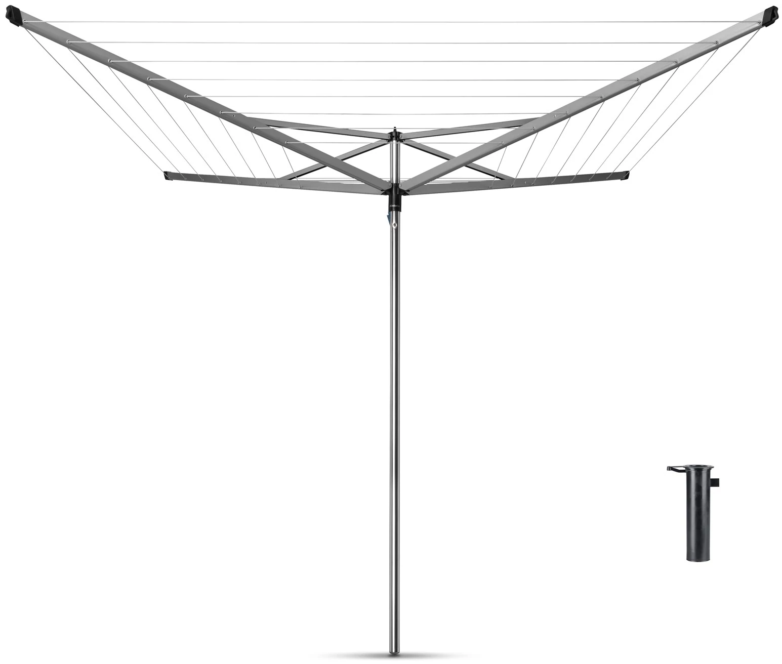 Brabantia Rotary Essential kerti ruhaszárító állvány 50m, UV-álló, D=35mm, betonalapba rögzítendő műanyag konzollal, metál szürke - 310683