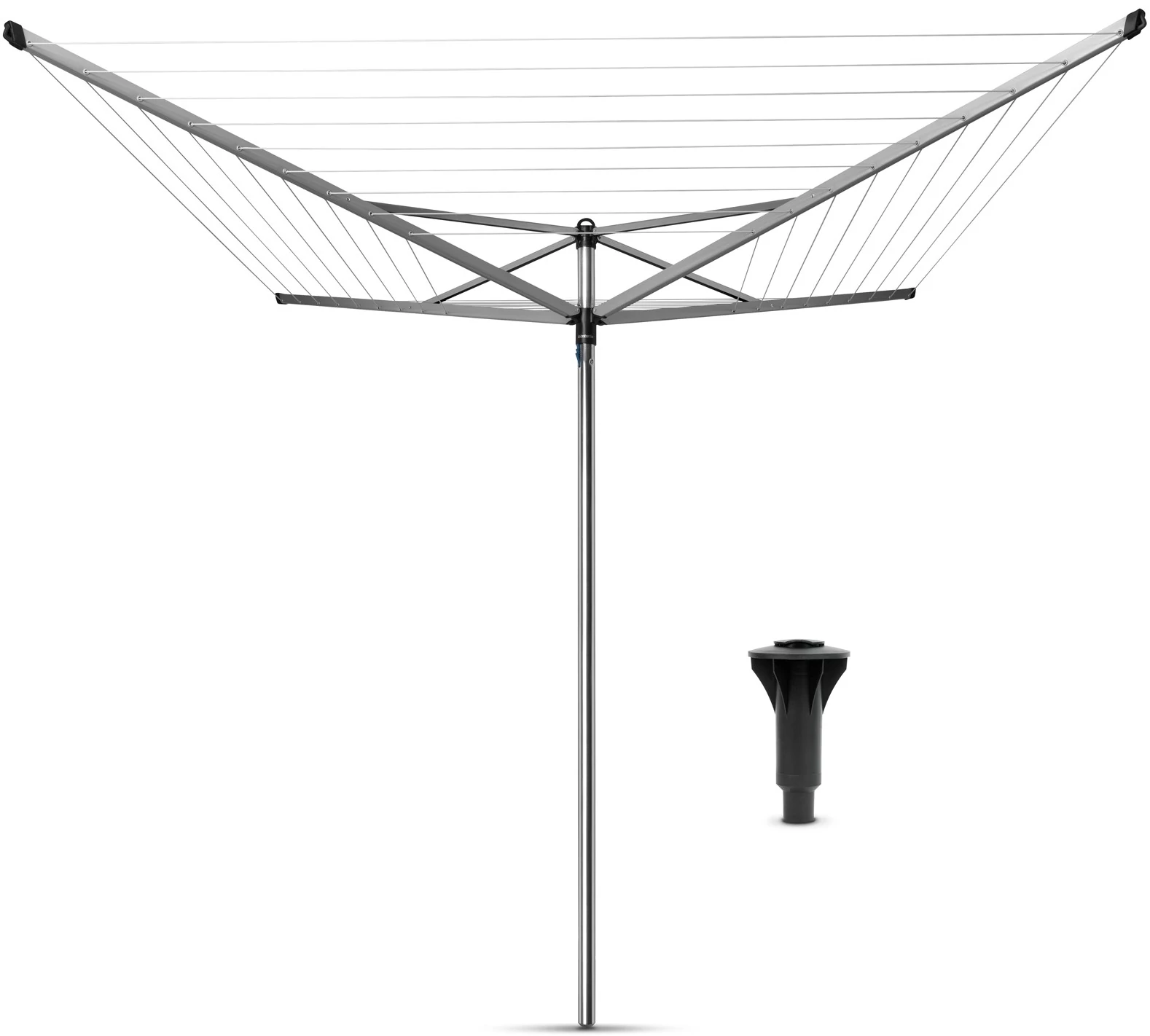 Brabantia Rotary Topspinner kerti ruhaszárító állvány 40m, UV-álló, forgatható, D=45mm, betonalapba rögzítendő konzollal, metál szürke - 310768