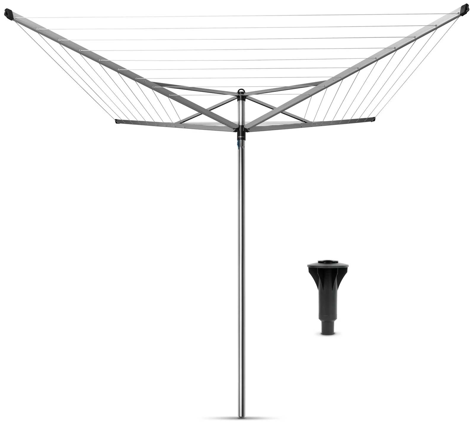 Brabantia Rotary Topspinner kerti ruhaszárító állvány 50m, UV-álló, forgatható, D=45mm, betonalapba rögzítendő konzollal, metál szürke - 310843