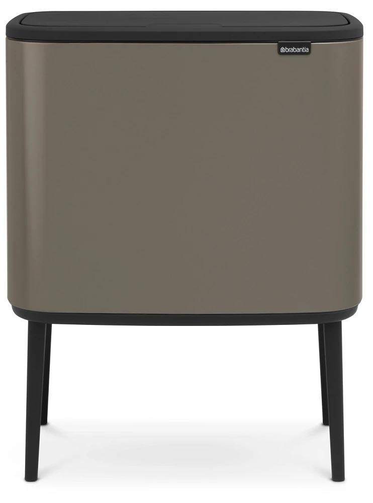 Brabantia Bo Touch Bin nyomófedeles szelektív hulladékgyűjtő, magasított, lábakon álló, műanyag tartály, 11+23L - X+J méret, acél, platinaszürke - 316142