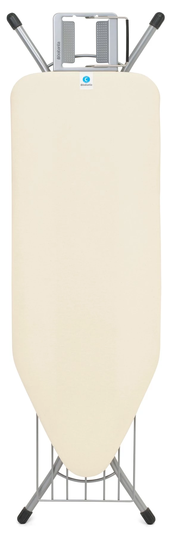 Brabantia Steam Iron Rest vasalódeszka 1240x450mm - C méret, kinyitható vasalótámasz, ágyneműtartóval, D=22mm metalizált szürke váz, ekrü huzat - 321924