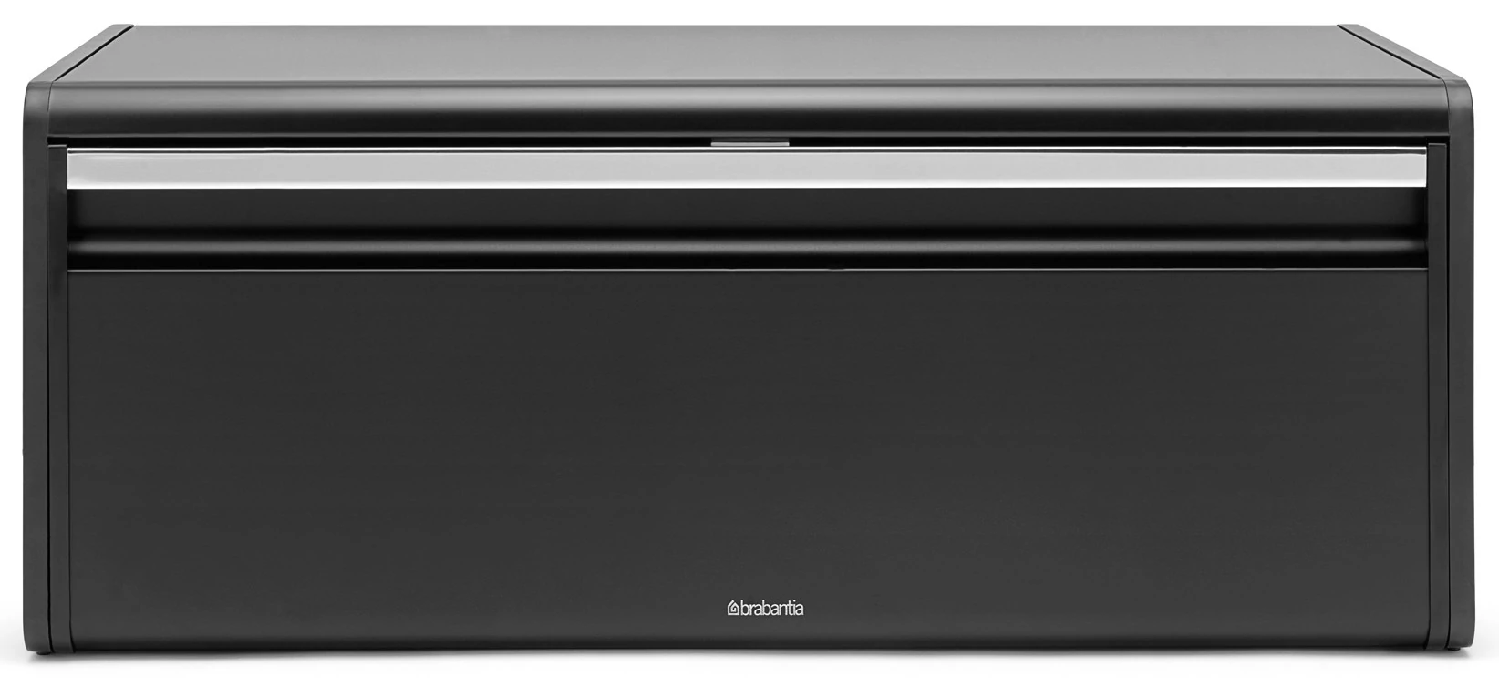 Brabantia Fall Front kenyértartó lehajtható ajtóval, mágneses zárral, sík tetővel, szögletes, 465mm széles, acél, matt fekete - 333484