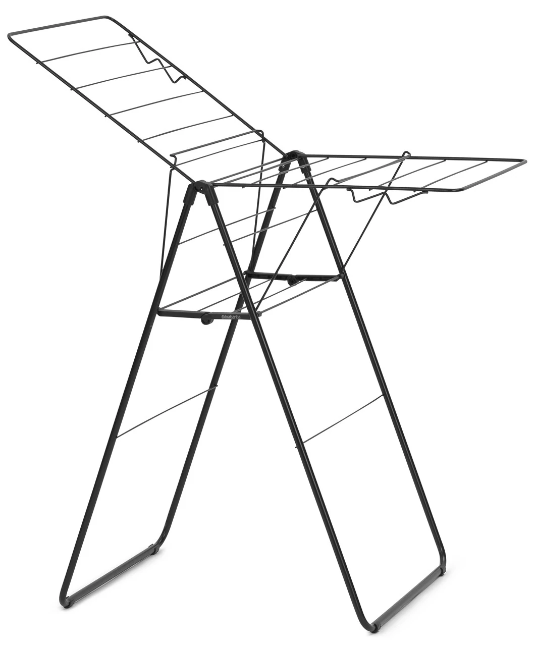 Brabantia HangOn Drying Rack ruhaszárító állvány, 15m szárítási hossz, 4db ruhaakasztó kampó, 12kg teherbírás, összecsukható, acél, matt fekete - 403347