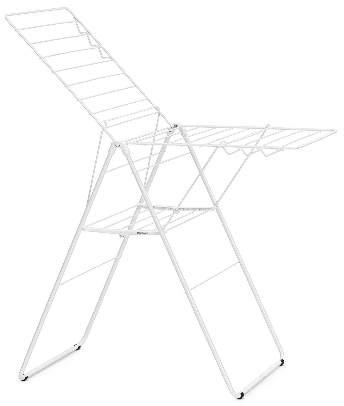 Brabantia HangOn Drying Rack ruhaszárító állvány, 20m szárítási hossz, 6db ruhaakasztó kampó, 12kg teherbírás, összecsukható, acél, fehér - 403385