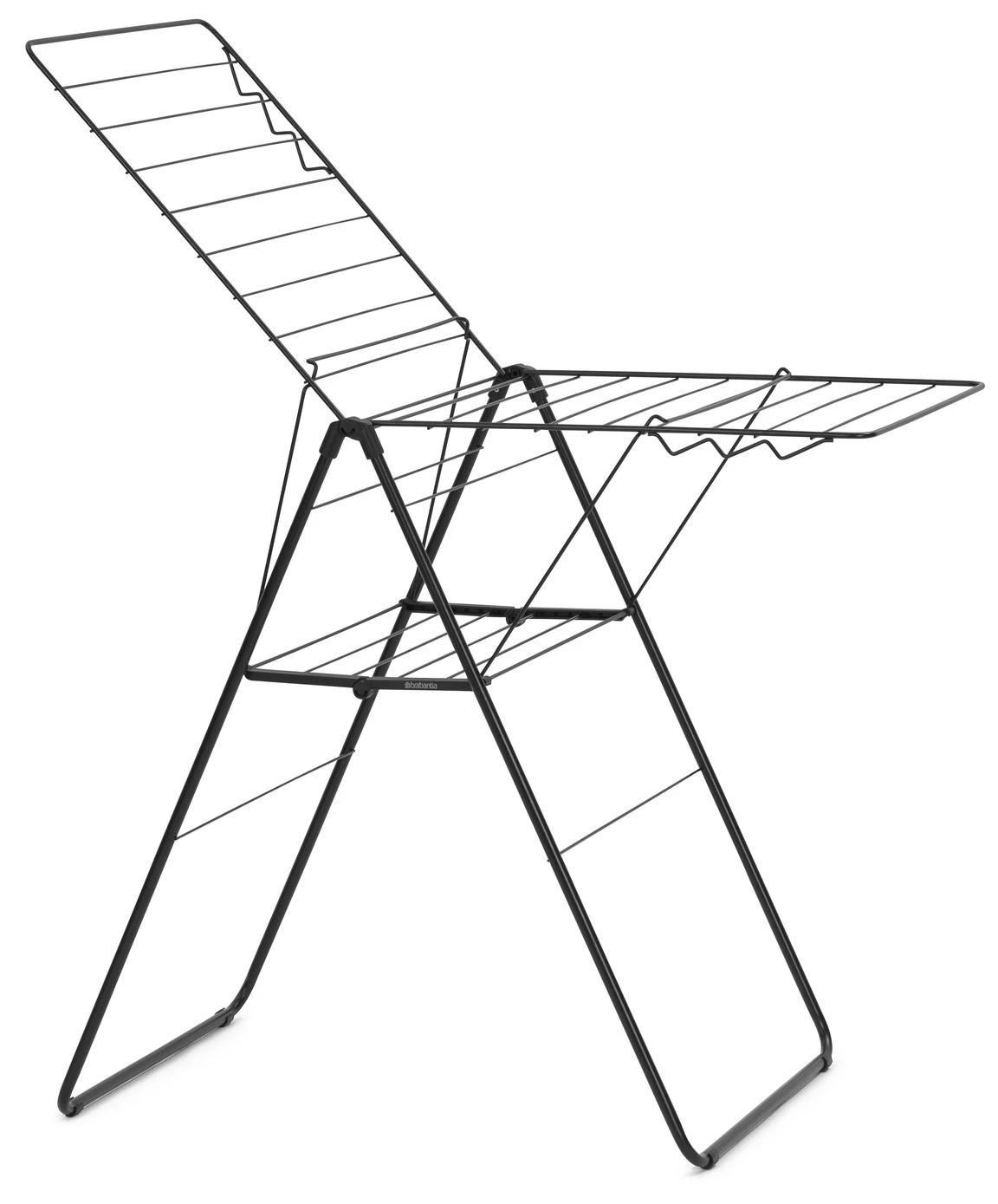 Brabantia HangOn Drying Rack ruhaszárító állvány, 20m szárítási hossz, 6db ruhaakasztó kampó, 12kg teherbírás, összecsukható, acél, matt fekete - 403408