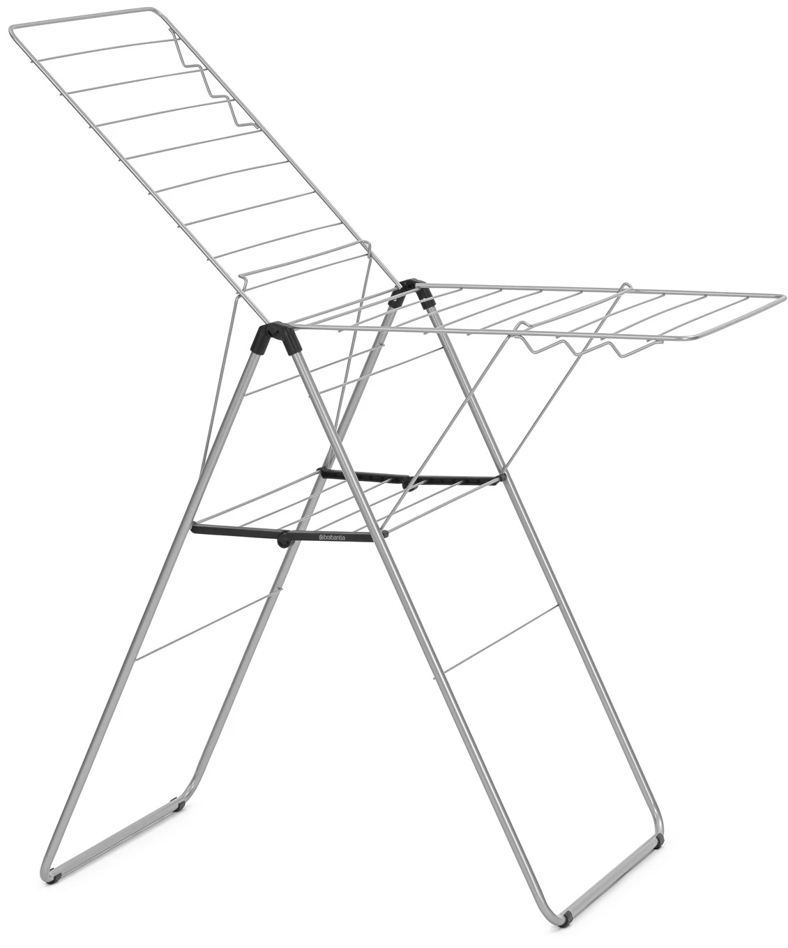 Brabantia HangOn Drying Rack ruhaszárító állvány, 20m szárítási hossz, 6db ruhaakasztó kampó, 12kg teherbírás, összecsukható, acél, metál szürke - 403422