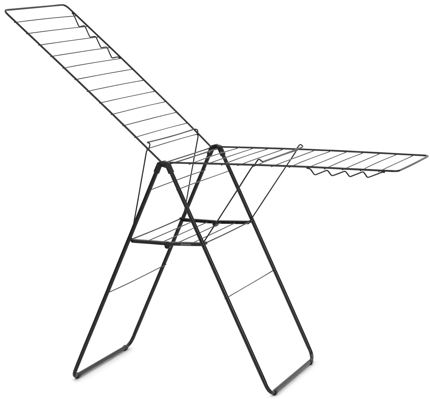 Brabantia HangOn Drying Rack ruhaszárító állvány, 25m szárítási hossz, 8db ruhaakasztó kampó, 12kg teherbírás, összecsukható, acél, matt fekete - 403460