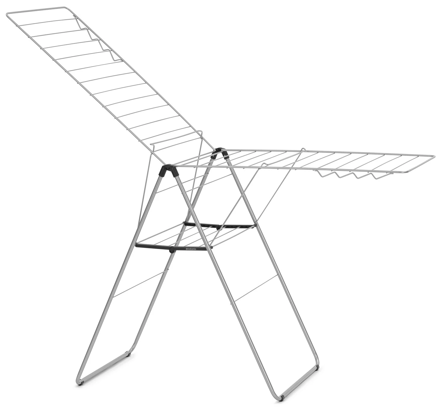Brabantia HangOn Drying Rack ruhaszárító állvány, 25m szárítási hossz, 8db ruhaakasztó kampó, 12kg teherbírás, összecsukható, acél, metál szürke - 403484