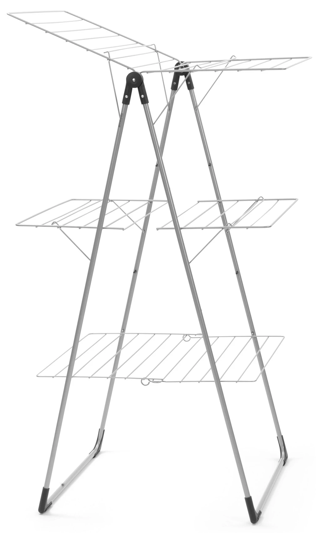 Brabantia Tower Drying Rack 3 szintes ruhaszárító állvány kompakt kialakítással a szűkös helyekre, 23m szárítási hossz, 20kg teherbírás, összecsukható, acél, metál szürke - 476648