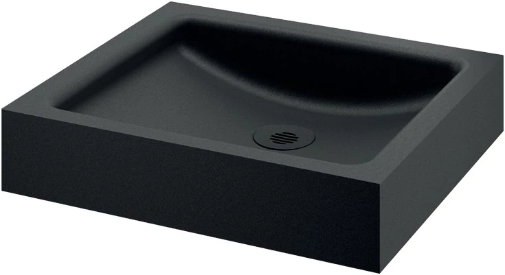 DELABIE UNITO pultra ültetett kézmosókagyló csapfurat nélkül, 395x350mm, 1,2mm, r.m. acél, matt fekete Teflon bevonat