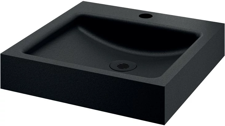 DELABIE UNITO fali kézmosókagyló 35mm-es középső csapfurattal, 395x400mm, 1,2mm r.m. acél, matt fekete Teflon bevonat