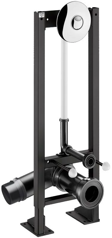 DELABIE TEMPOFIX 3 WC szerelőkeret direkt öblítésű szeleppel, 3L/6L kerek fényes nyomógomb, álló, önhordó, 30-60 mm előtétfalhoz