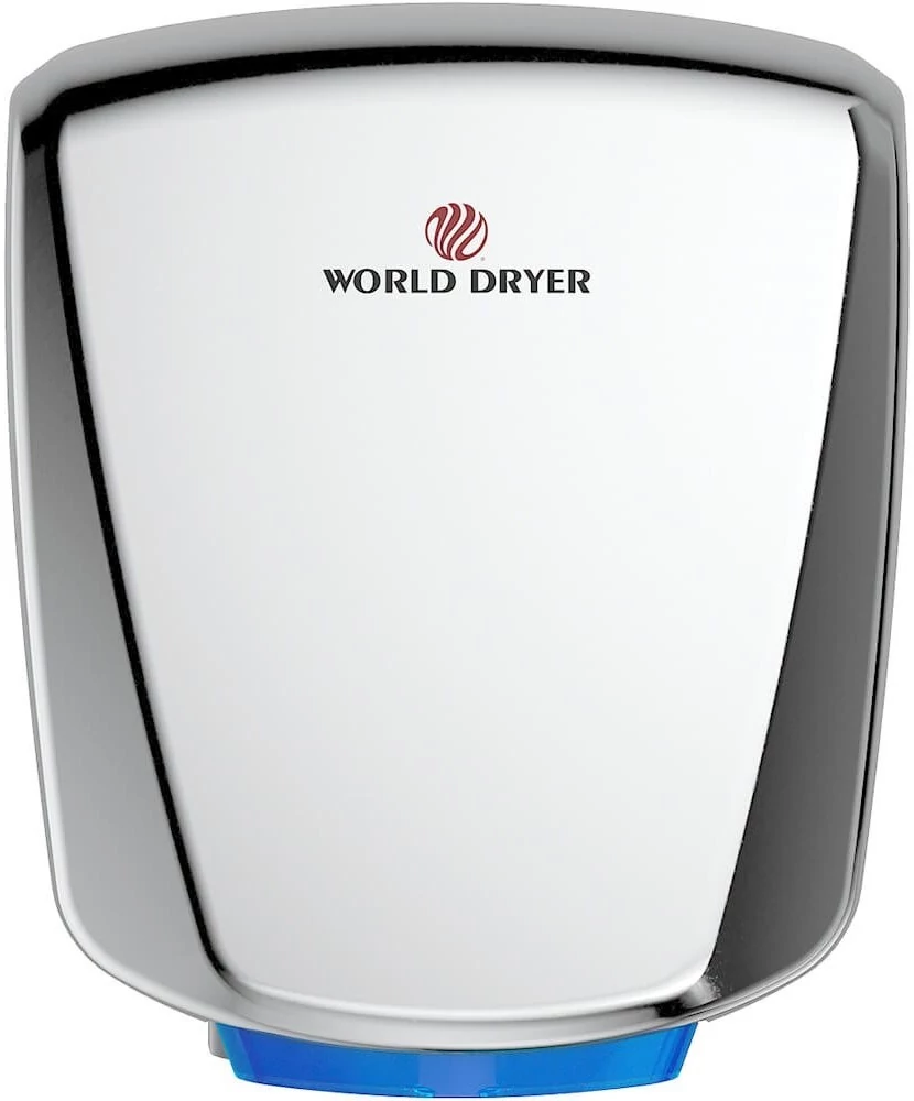 Q-972A2 WORLD DRYER VERDEdri villámgyors kézszárító zajszint csökkentővel, rozsdamentes acél, fényes, 950W, 12mp, 69 dB SILENT
