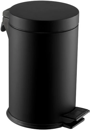 Pedálos hulladékgyűjtő kerek 3L, acél, matt fekete
