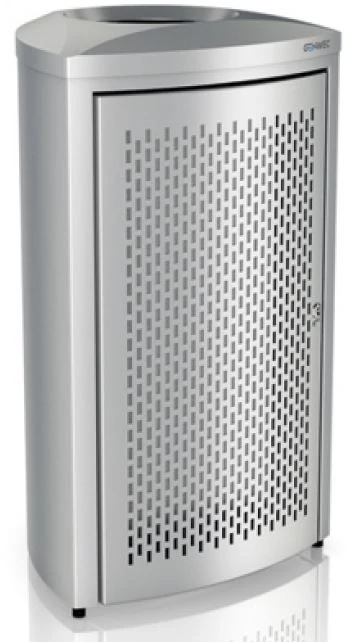 Vandálbiztos extra nagy méretű 130L álló hulladékgyűjtő, H=860mm, zárható, AISI430 r.m. acél, ujjlenyomatmentes