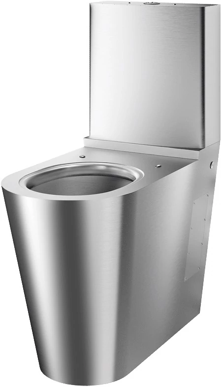DELABIE vandálbiztos mozgássérült monoblokkos WC öblítőtartállyal, 700mm, álló, 1,5mm r.m. acél, selyem, DEL110790