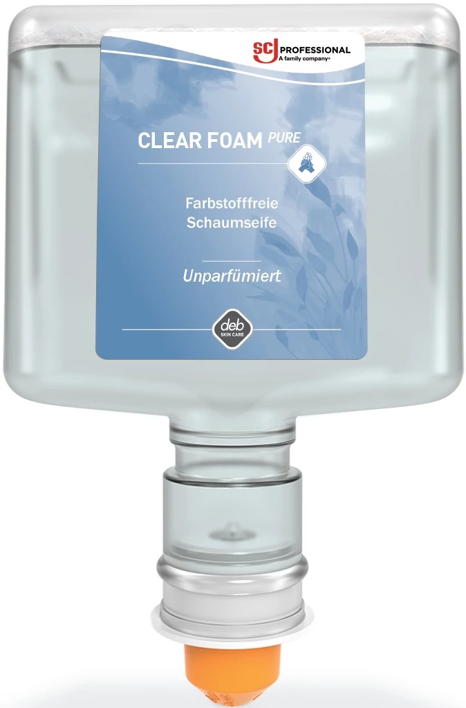 SCJP Clear Foam Pure habszappan, illatmentes, színezékmentes, bőrbarát, TouchFREE Ultra automata adagolóhoz, 1,2L patron