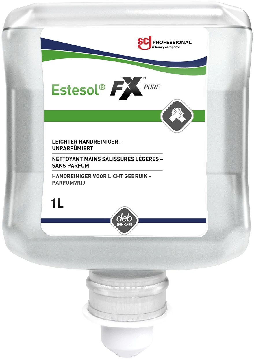 SCJP Estesol Pure FX Light Duty illatanyag- és színezékmentes kézmosó habszappan, hipoallergén, fokozott tisztítóhatás: 3/5, Light Duty adagolóhoz, 1L patron