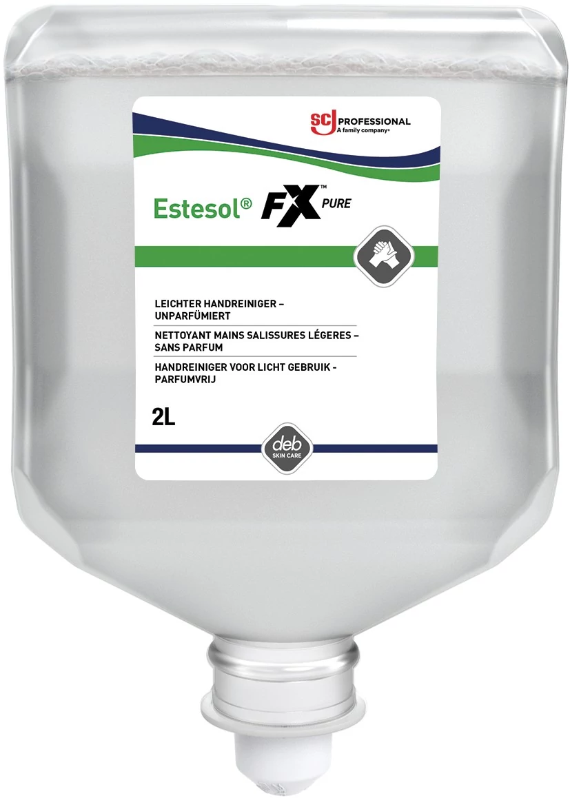 SCJP Estesol Pure FX Light Duty illatanyag- és színezékmentes kézmosó habszappan, hipoallergén, fokozott tisztítóhatás: 3/5, Light Duty adagolóhoz, 2L patron