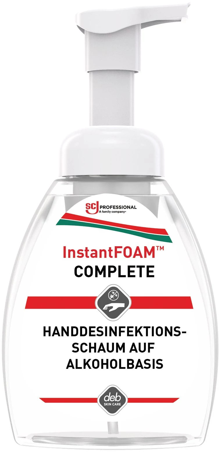 SCJP InstantFOAM COMPLETE alkoholos kézfertőtlenítő hab, széles hatásspektrum, illat- és színezékmentes, hipoallergén, 250ml asztali pumpás flakon
