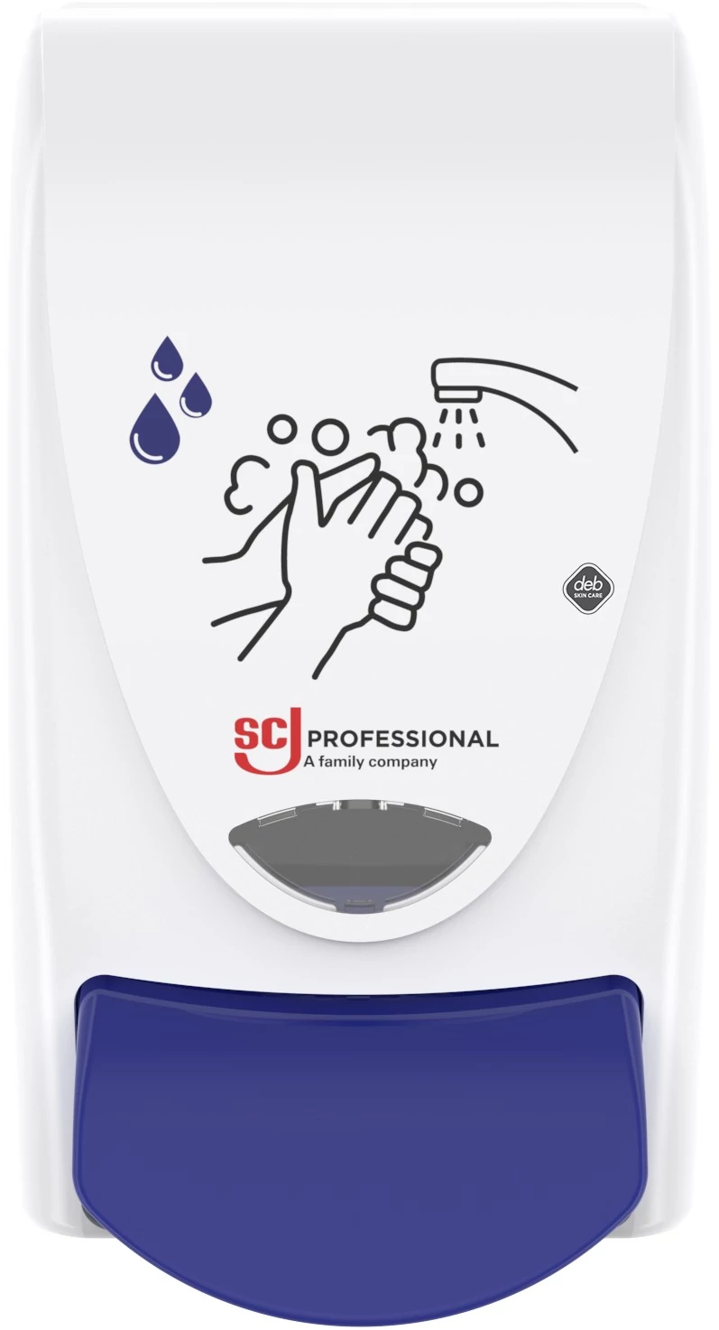 SCJP Proline Cleanse Light Duty Washroom habszappan- és folyékonyszappan adagoló nyomógombos kézmosó patronokhoz, manuális, 1L, ABS műanyag, fehér/sötétkék