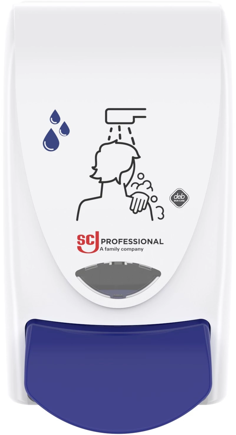 SCJP Proline Cleanse Shower tusfürdő és sampon adagoló nyomógombos patronokhoz, manuális, 1L, ABS műanyag, fehér/sötétkék