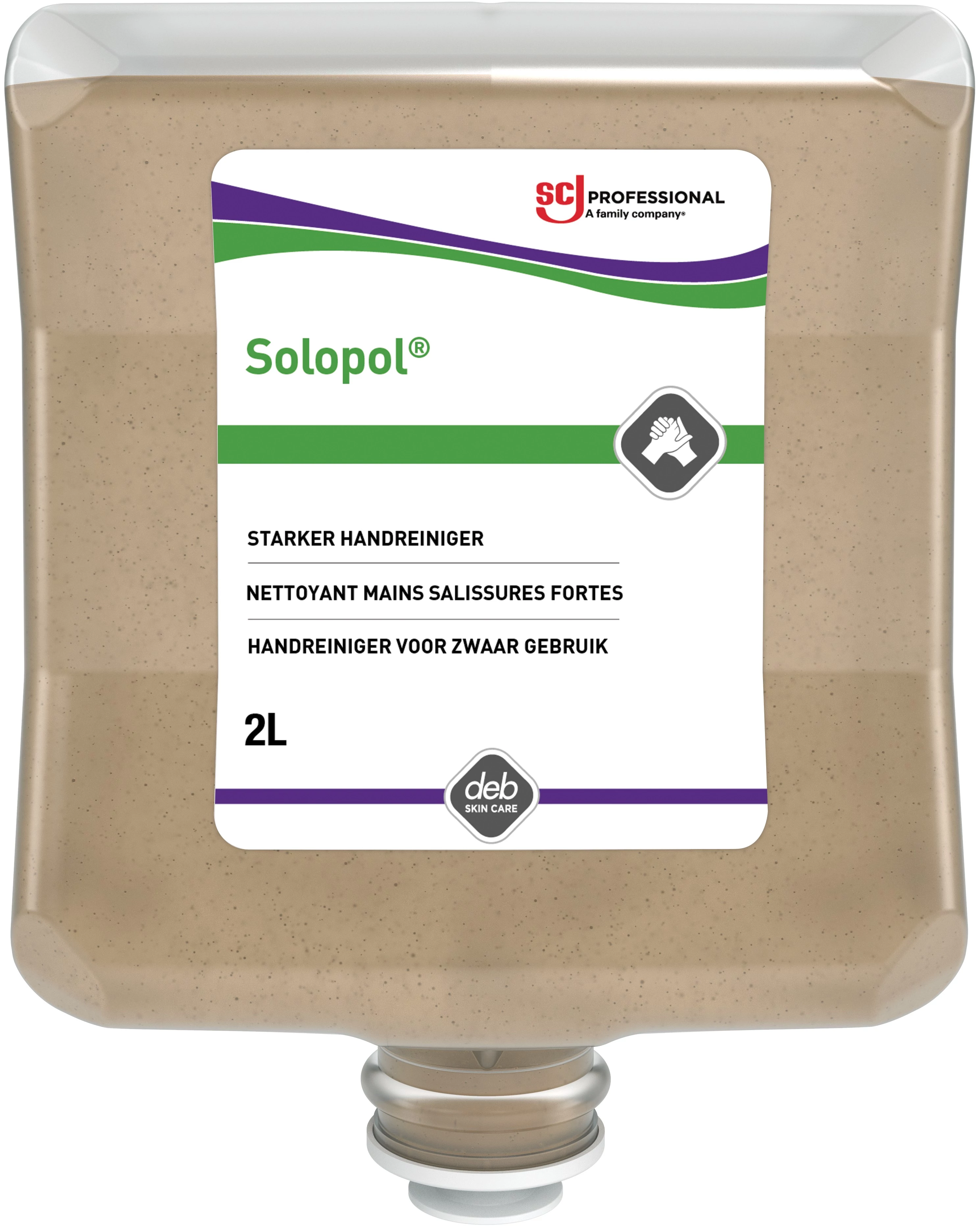 SCJP Solopol Heavy Duty ipari kézmosó szappan makacs szennyeződésekre, dióhéj őrleménnyel, erős tisztítóhatás: 4/5, Heavy Duty adagolóhoz, 2L patron