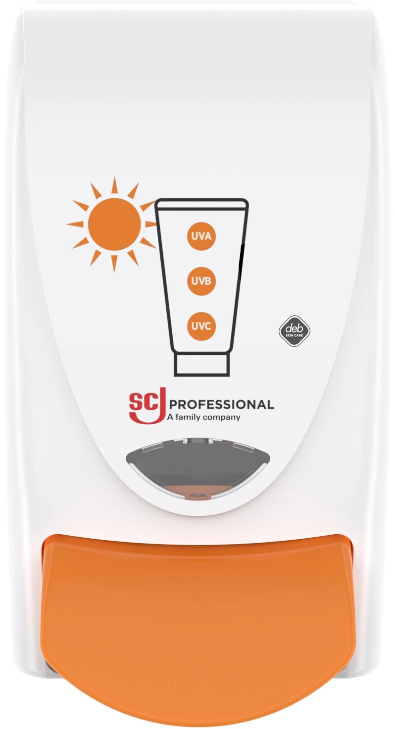 SCJP Proline Protect Sun napvédő krém adagoló Stokoderm SUN PROTECT 50 PURE patronhoz, manuális, 1L, ABS műanyag, fehér/narancssárga