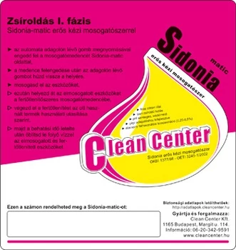 Sidonia-matic I. fázis kísérőmatrica