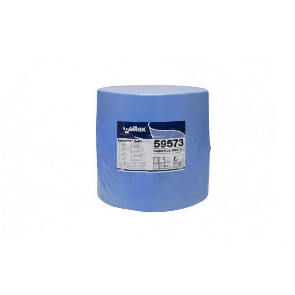 Celtex Superblue 1000 ipari törlő cellulóz, kék, 3 rétegű, 360m, 1000 lap, 36x36cm, 1 tekercs/zsugor