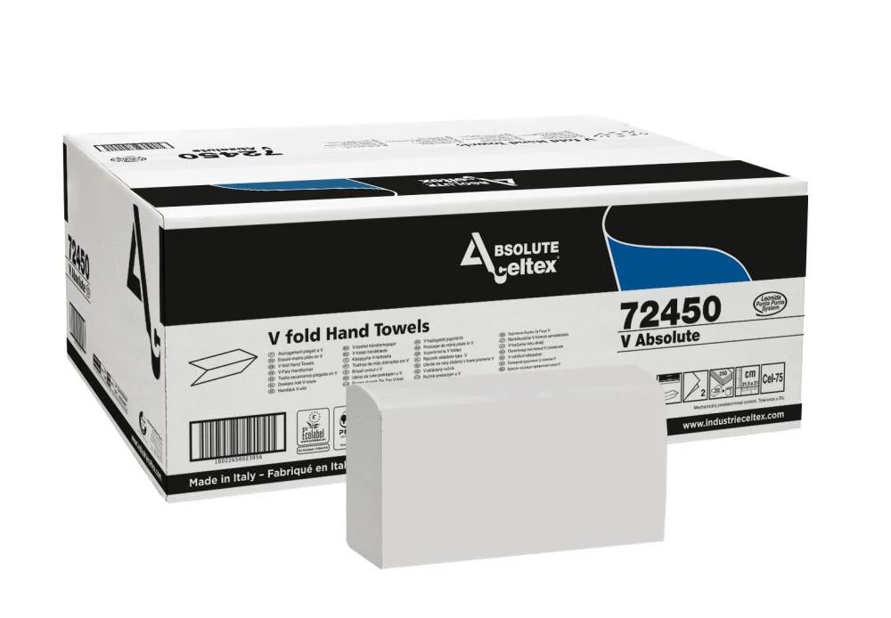 Celtex Absolute hajtogatott kéztörlő recy, 2 réteg, 21,5x21cm, 20x250lap/karton