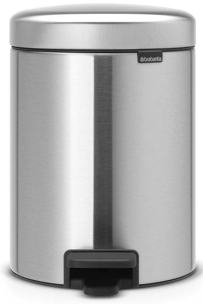 Brabantia NewIcon pedálos hulladékgyűjtő szagmentesen záródó Soft-Close fedél, műanyag tartály, 5L - W méret, r.m. acél, selyem - 112645