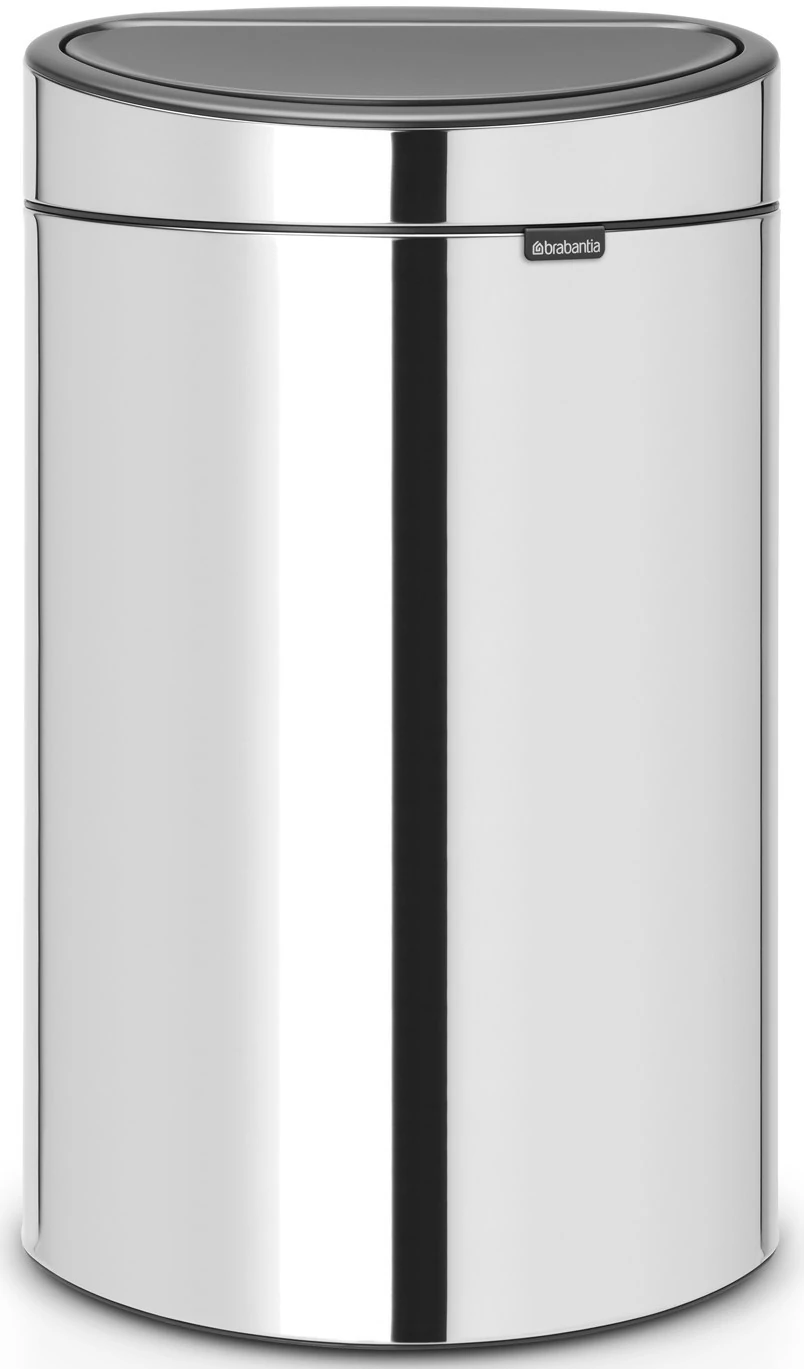 Brabantia Touch Bin New Soft-Touch nyomófedeles hulladékgyűjtő belső tartállyal, ovális, 40L - L méret, r.m. acél fényes - 112881