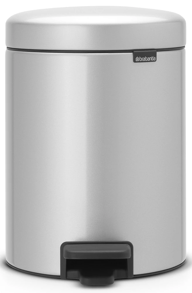 Brabantia NewIcon pedálos hulladékgyűjtő szagmentesen záródó Soft-Close fedél, műanyag tartály, 5L - W méret, acél, metál szürke - 112904