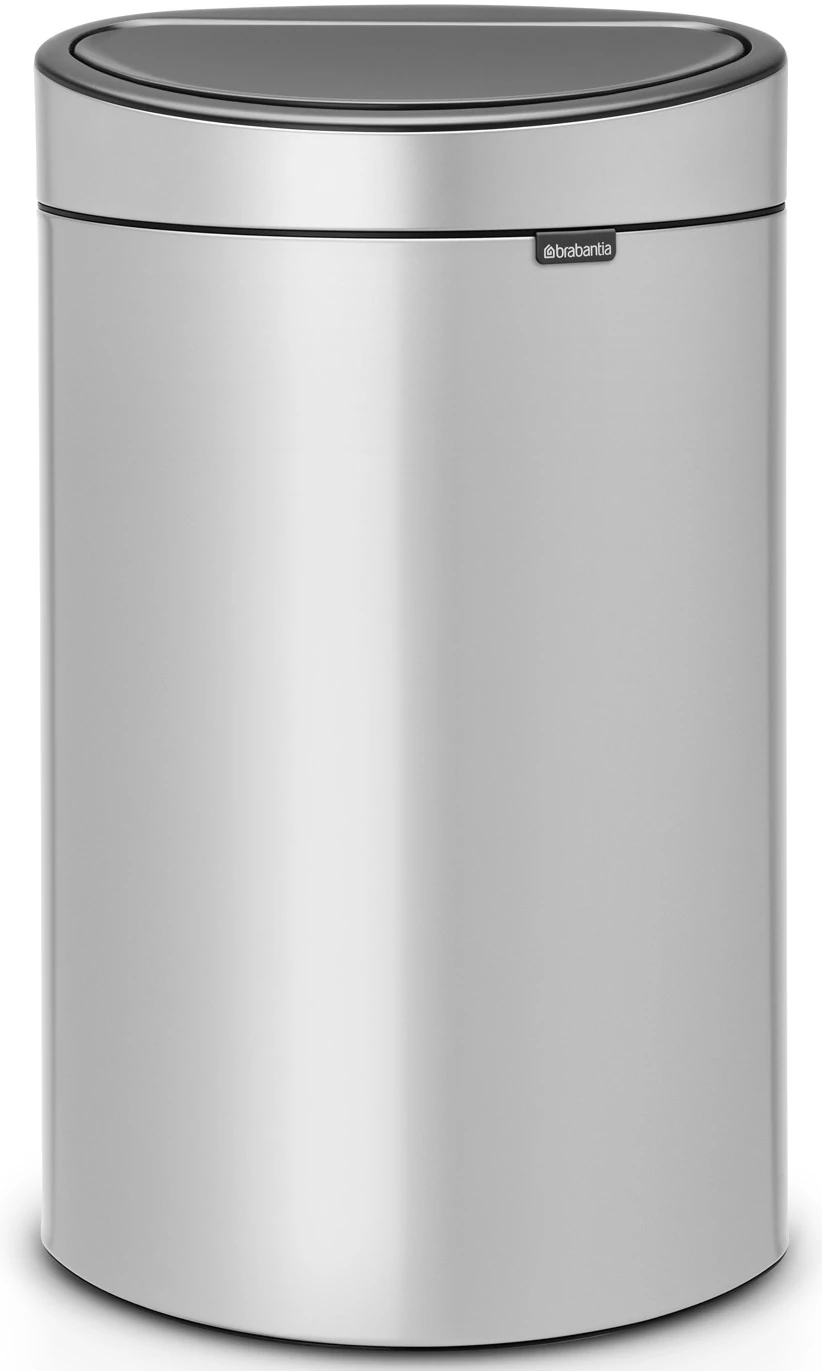 Brabantia Touch Bin New Soft-Touch nyomófedeles hulladékgyűjtő belső tartállyal, ovális, 40L - L méret, acél, metál szürke - 114922