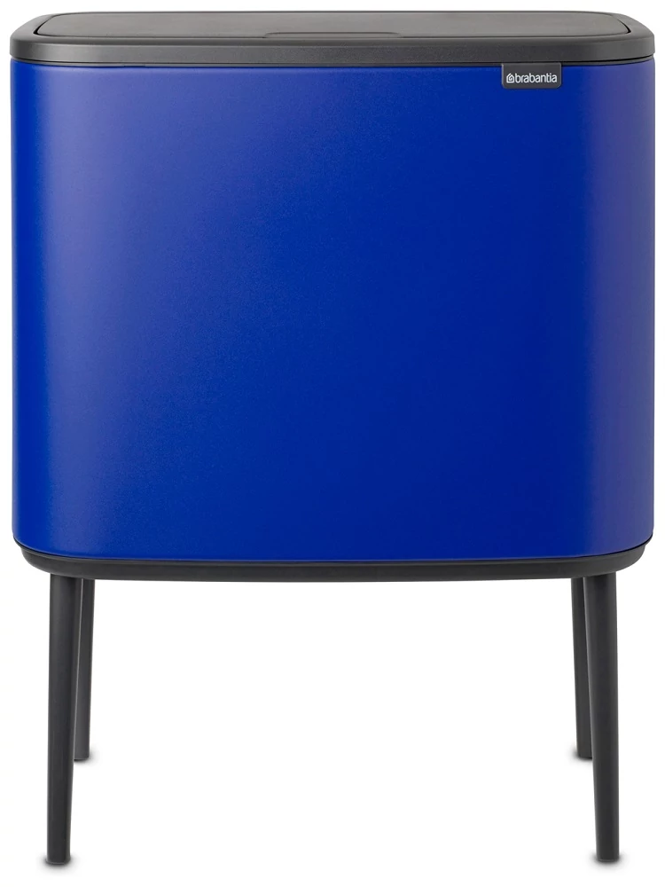 Brabantia Bo Touch Bin nyomófedeles szelektív hulladékgyűjtő, magasított, lábakon álló, műanyag tartály, 11+23L - X+J méret, acél, kobaltkék ásványi textúra - 208348