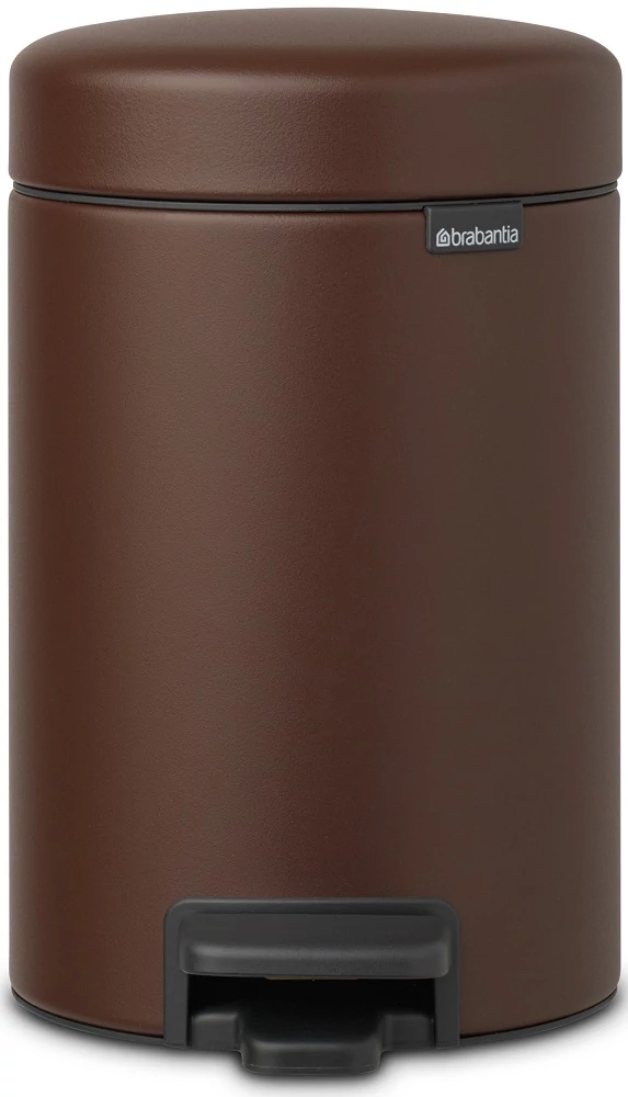 Brabantia NewIcon pedálos hulladékgyűjtő szagmentesen záródó Soft-Close fedél, műanyag tartály, 3L - V méret, acél, égetett umbra barna ásványi textúra - 208522