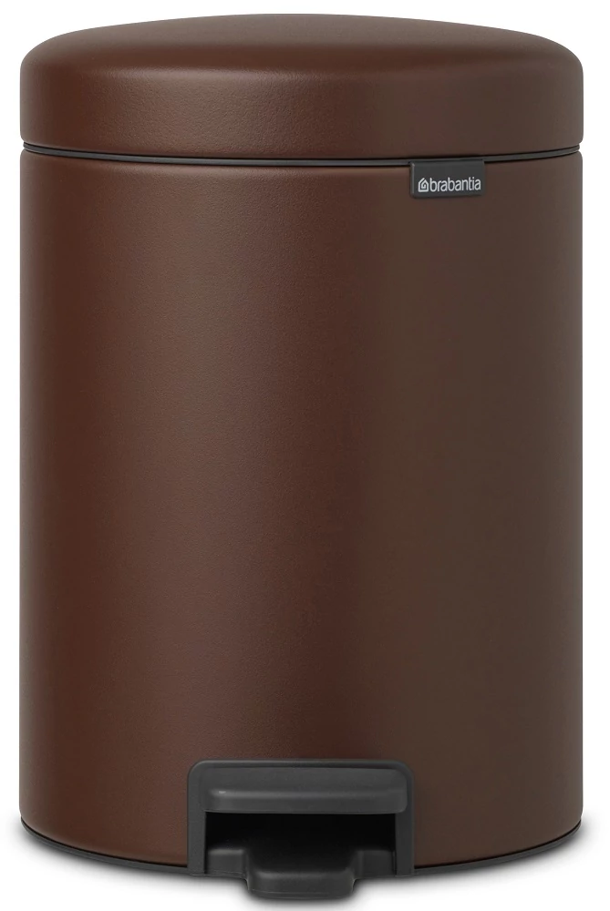 Brabantia NewIcon pedálos hulladékgyűjtő szagmentesen záródó Soft-Close fedél, műanyag tartály, 5L - W méret, acél, égetett umbra barna ásványi textúra - 208546