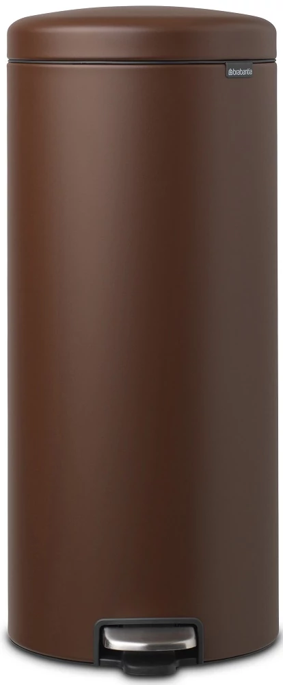 Brabantia NewIcon pedálos hulladékgyűjtő szagmentesen záródó Soft-Close fedél, műanyag tartály, 30L - G méret, acél, égetett umbra barna ásványi textúra - 208607