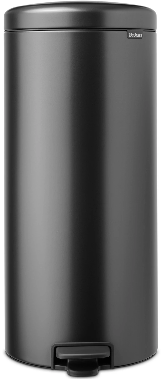 Brabantia NewIcon pedálos hulladékgyűjtő szagmentesen záródó Soft-Close fedél, műanyag tartály, 30L - G méret, acél, magabiztos szürke - 233524