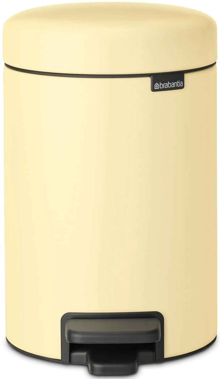 Brabantia NewIcon pedálos hulladékgyűjtő szagmentesen záródó Soft-Close fedél, műanyag tartály, 3L - V méret, acél, kellemes sárga - 233760