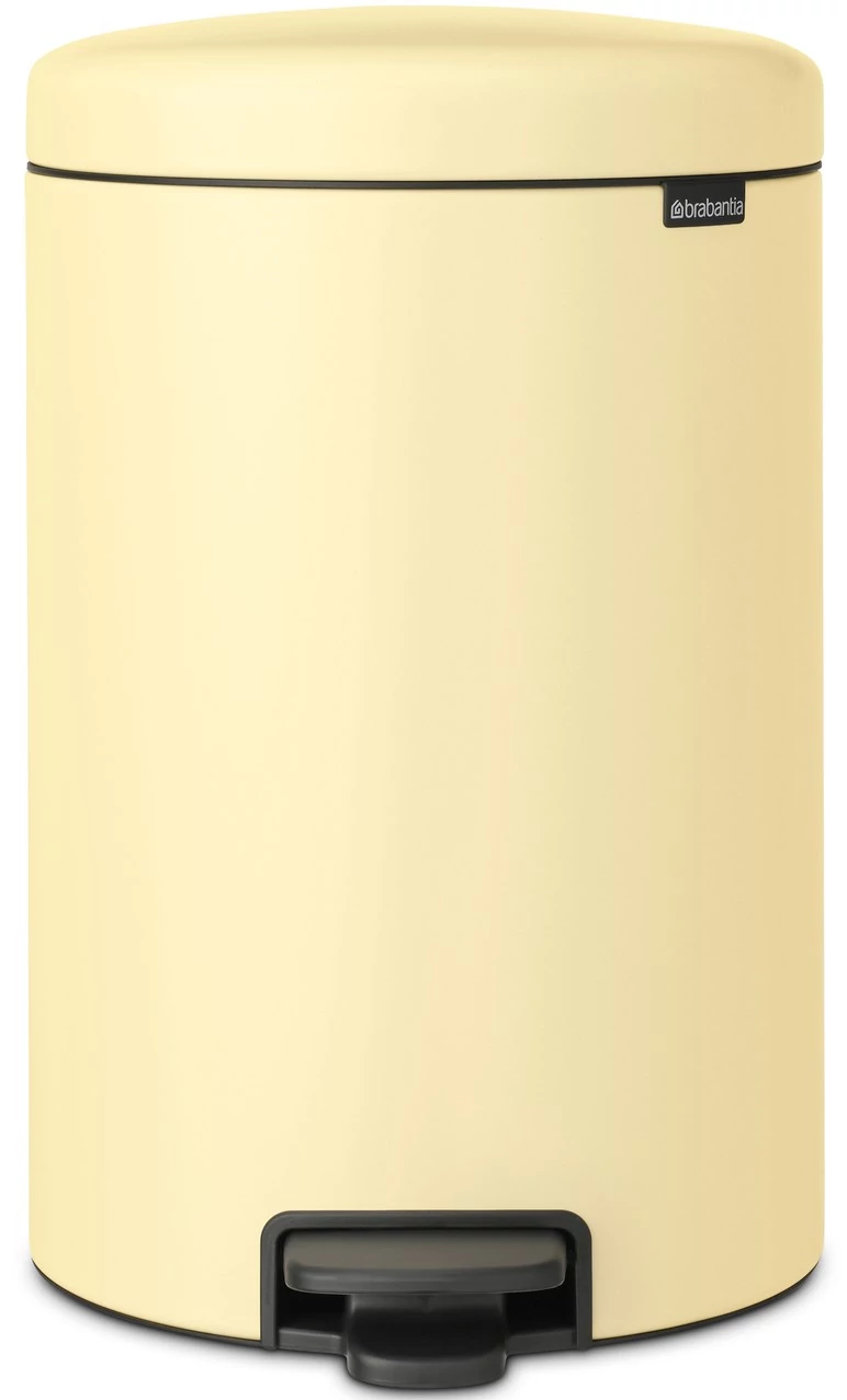Brabantia NewIcon pedálos hulladékgyűjtő szagmentesen záródó Soft-Close fedél, műanyag tartály, 20L - Y méret, acél, kellemes sárga - 233821