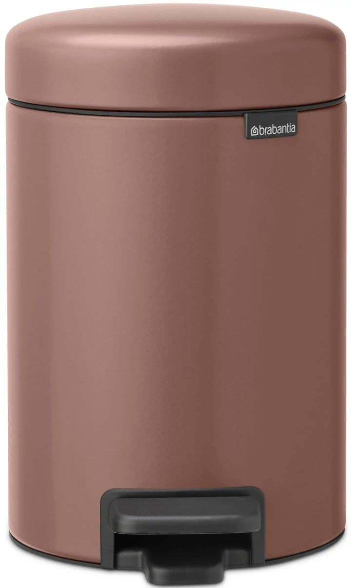 Brabantia NewIcon pedálos hulladékgyűjtő szagmentesen záródó Soft-Close fedél, műanyag tartály, 3L - V méret, acél, szaténrózsaszín taupe - 233968