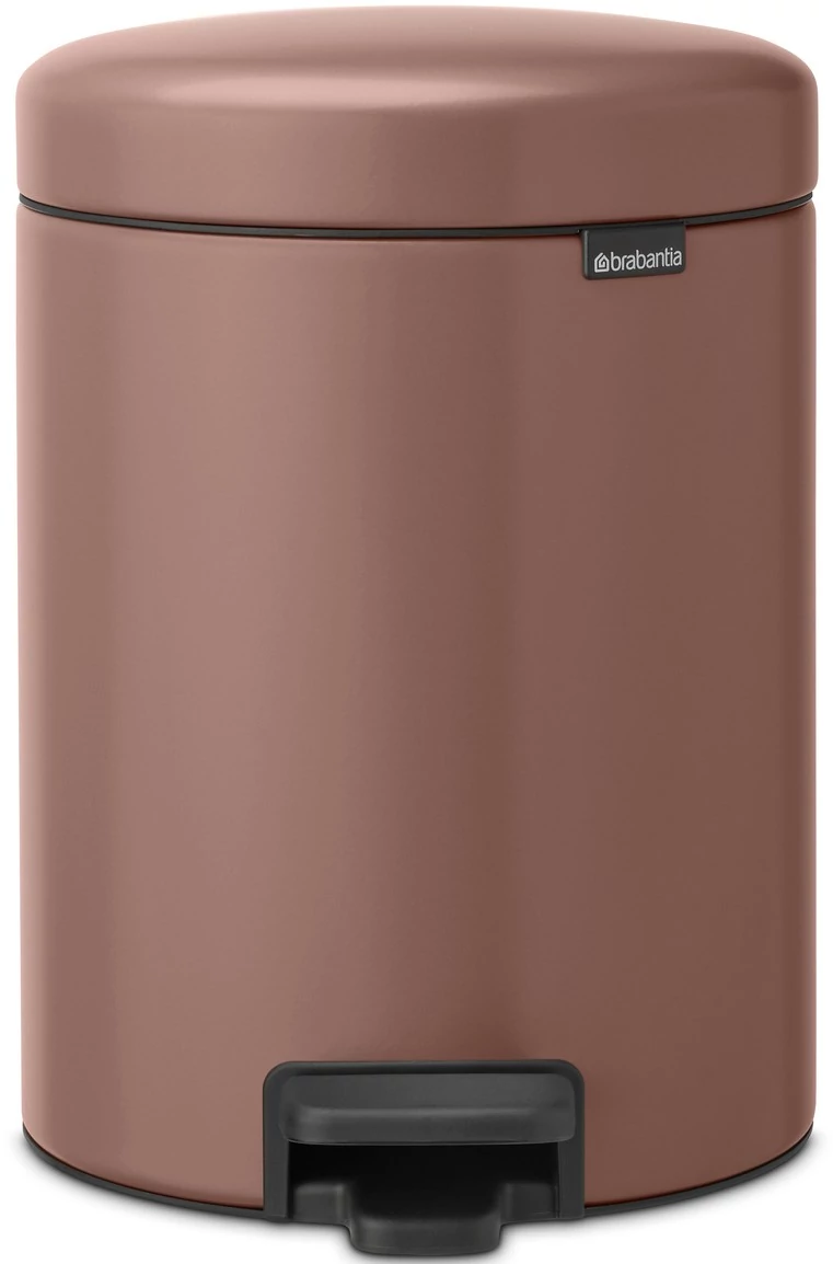 Brabantia NewIcon pedálos hulladékgyűjtő szagmentesen záródó Soft-Close fedél, műanyag tartály, 5L - W méret, acél, szaténrózsaszín taupe - 233982