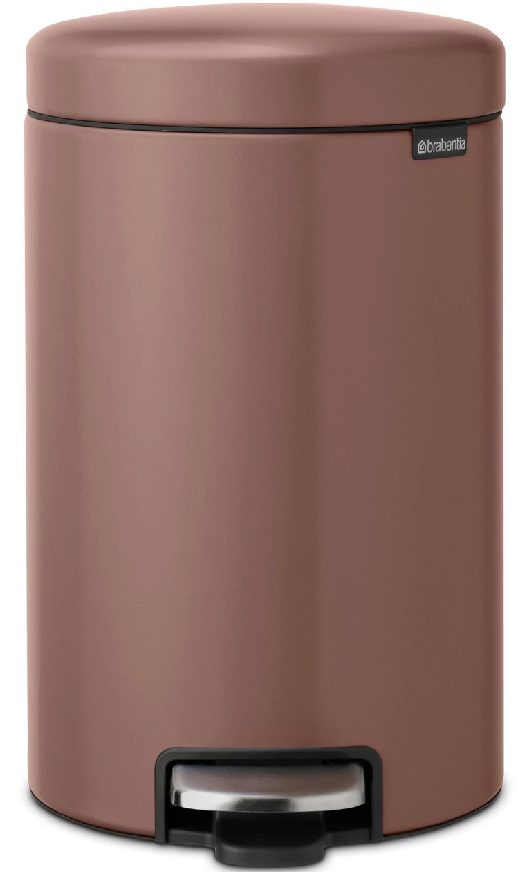 Brabantia NewIcon pedálos hulladékgyűjtő szagmentesen záródó Soft-Close fedél, műanyag tartály, 12L - X méret, acél, szaténrózsaszín taupe - 234002