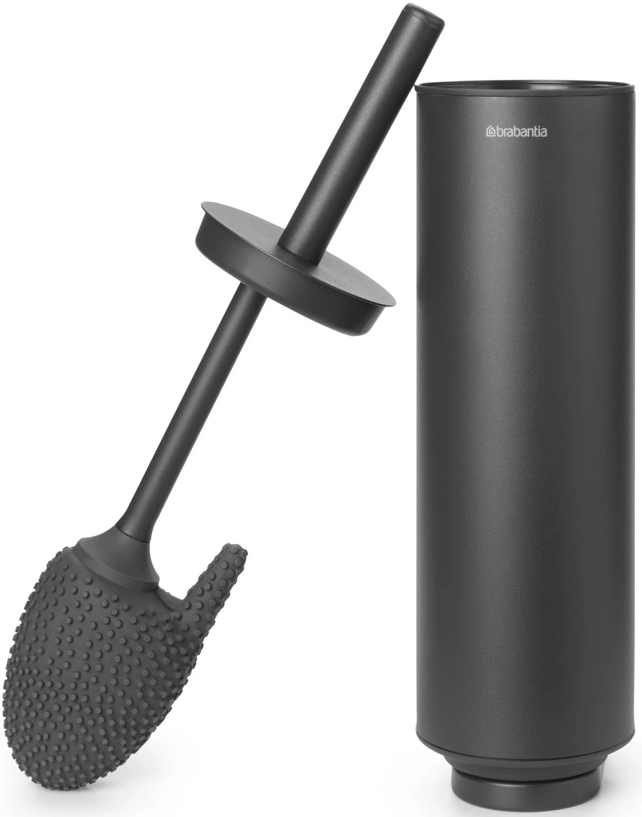 Brabantia MindSet fali WC-kefe tartó higiénikus szilikon fejű WC-kefével, acél, határtalan szürke ásványi textúra - 303005