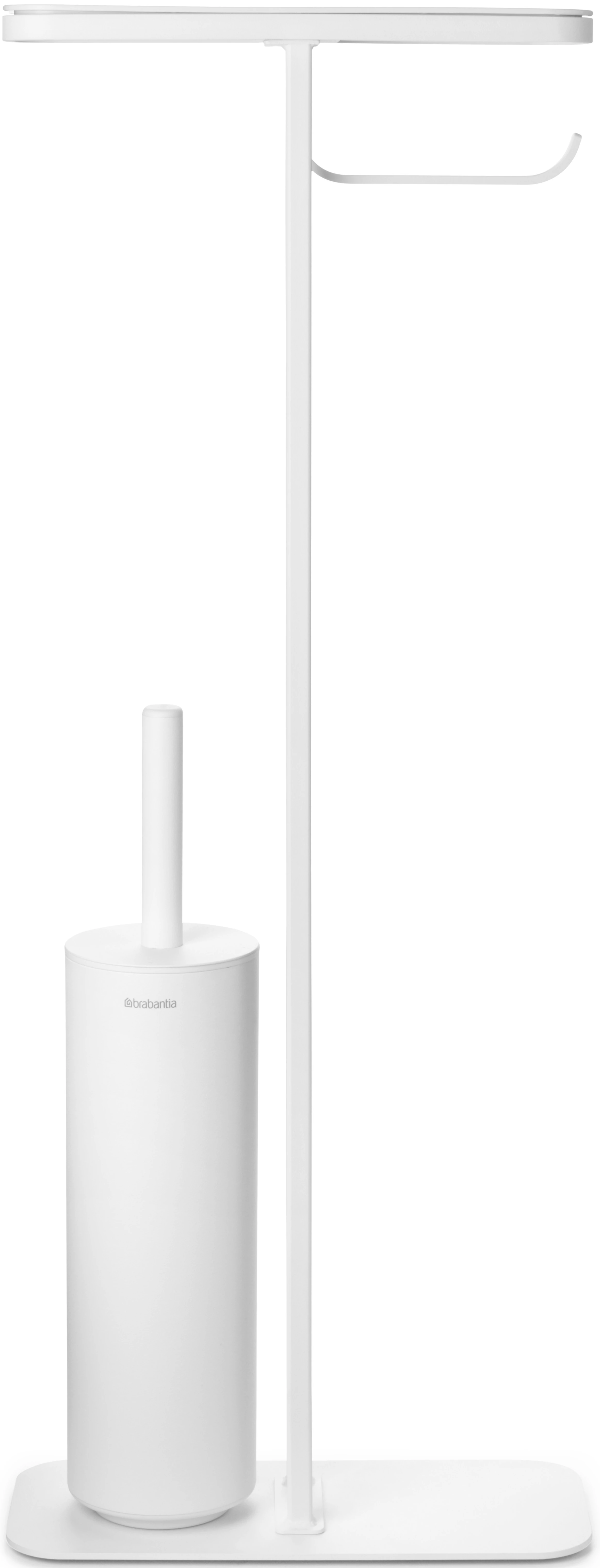 Brabantia MindSet WC-inas - WC-papír tartó állvány polccal, WC-kefével, acél, szikrázó fehér ásványi textúra - 303067