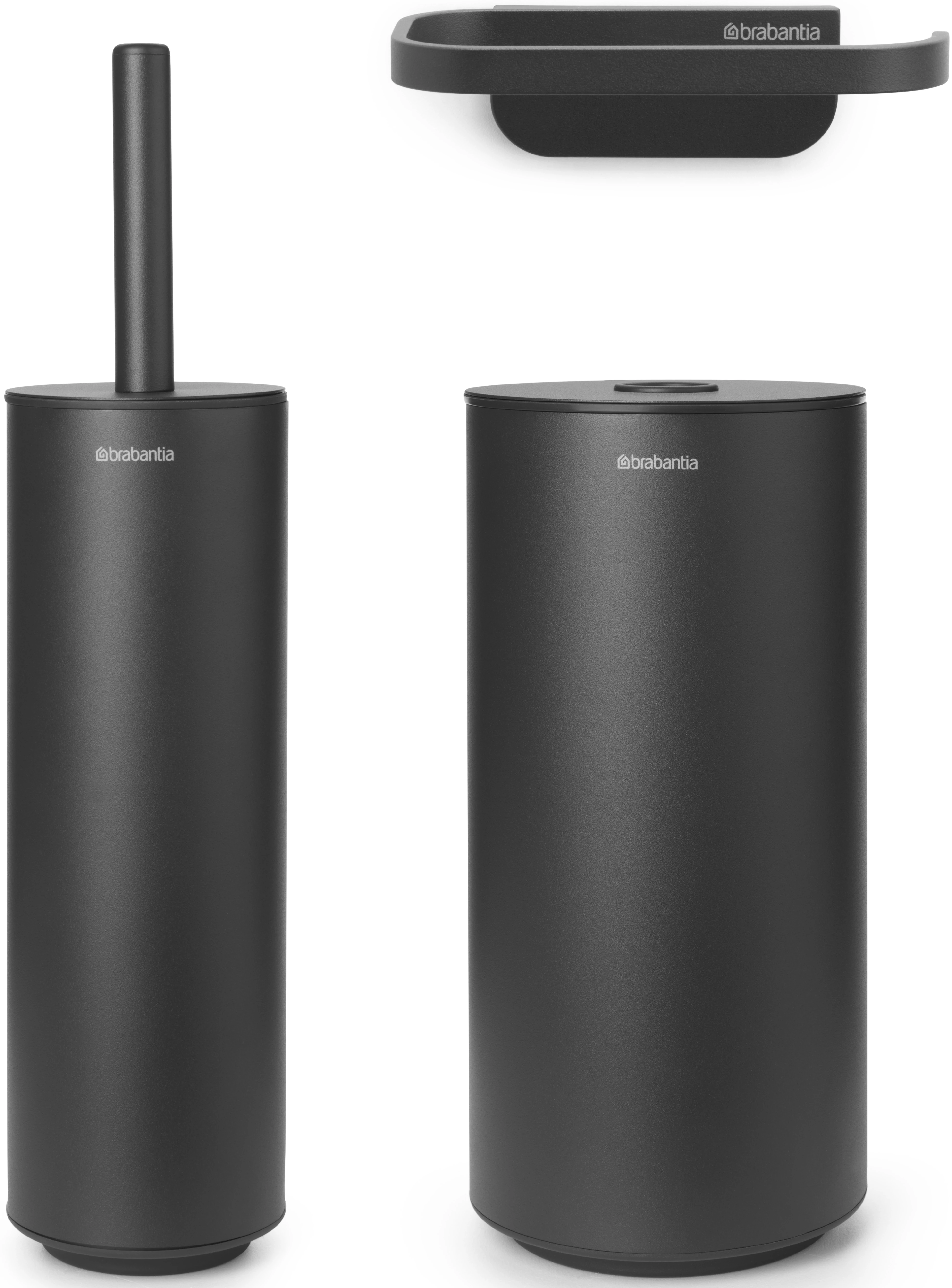 Brabantia MindSet 3db-os WC pipere csomag, WC-kefe, WC-papír és tartalék WC-papír tartó, acél, határtalan szürke ásványi textúra - 303685