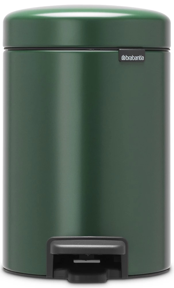 Brabantia NewIcon pedálos hulladékgyűjtő szagmentesen záródó Soft-Close fedél, műanyag tartály, 3L - V méret, acél, fenyőzöld - 304002